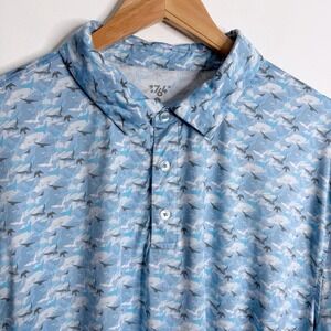 1764 Flock of Birds Men's 3XL Short Sleeve Golf Polo Shirt Light Blue Activewear